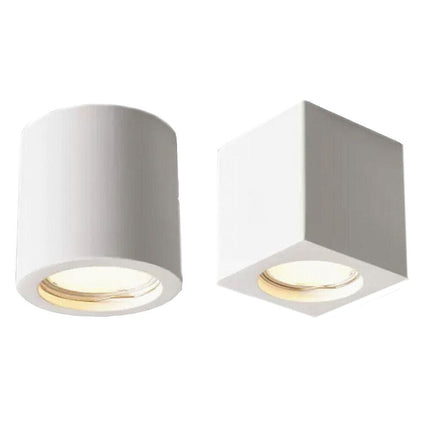 Applique da soffitto in gesso verniciabile a forma di cilindro o cubo cono attacco per faretto Gu10 9x7 cm - enzoled