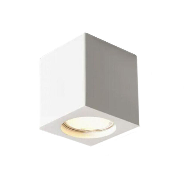 Applique da soffitto in gesso verniciabile a forma di cilindro o cubo cono attacco per faretto Gu10 9x7 cm - enzoled