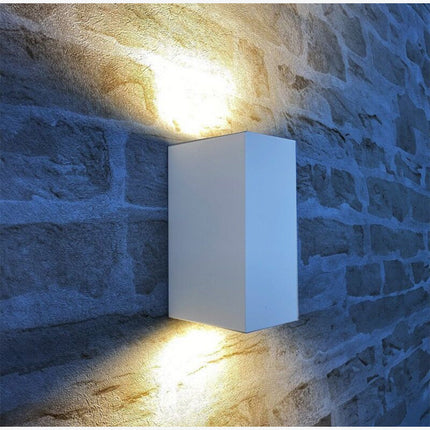 Applique a parete doppia emissione luminosa per esterno giardino ip65 lampada moderna UP & DOWN quadrata portalampada per faretti gu10 - enzoled