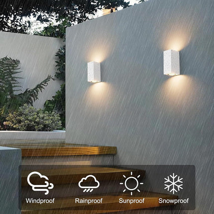Applique a parete doppia emissione luminosa per esterno giardino ip65 lampada moderna UP & DOWN quadrata portalampada per faretti gu10 - enzoled
