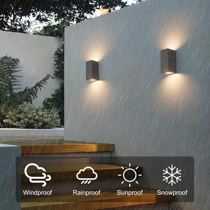 Applique a parete doppia emissione luminosa per esterno giardino ip65 lampada moderna UP & DOWN quadrata portalampada per faretti gu10 - enzoled