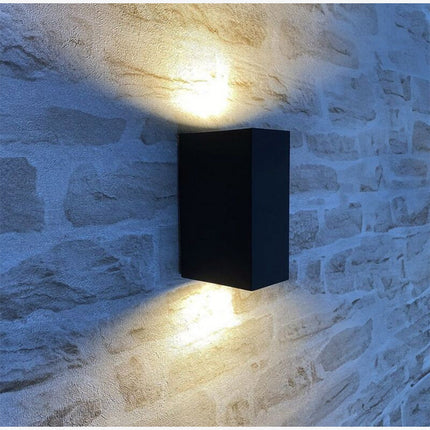 Applique a parete doppia emissione luminosa per esterno giardino ip65 lampada moderna UP & DOWN quadrata portalampada per faretti gu10 - enzoled