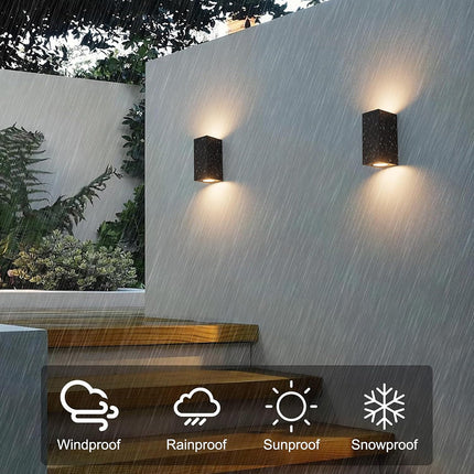 Applique a parete doppia emissione luminosa per esterno giardino ip65 lampada moderna UP & DOWN quadrata portalampada per faretti gu10 - enzoled