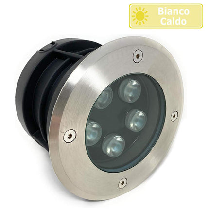 Faretto ad incasso calpestabile 5 led 5 watt segnapasso carrabile luce bianca 6500k calda 3000k da esterno IP67 - enzoled