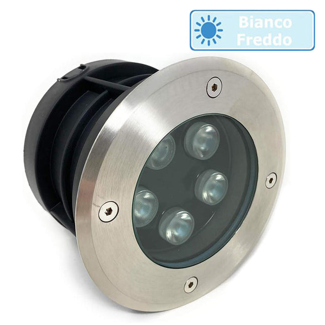 Faretto ad incasso calpestabile 5 led 5 watt segnapasso carrabile luce bianca 6500k calda 3000k da esterno IP67 - enzoled