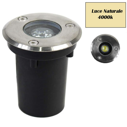 Faretto incasso segnapasso 1 led 1,5 watt calpestabile luce  da esterno vialetto illuminazione esterni IP65 fredda 6500k calda 3000k naturale 4000k - enzoled
