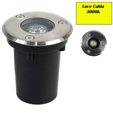Faretto incasso segnapasso 1 led 1,5 watt calpestabile luce  da esterno vialetto illuminazione esterni IP65 fredda 6500k calda 3000k naturale 4000k - enzoled