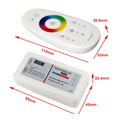 Centralina controller per strip led rgb 2.4 GHz RF wireless touch screen con telecomando rgb DC12/24V - enzoled