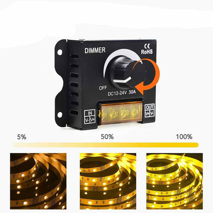Dimmer per luci led monocolore interruttore controller con manopola 12-24V regolatore di luminosità 30 ampere - enzoled