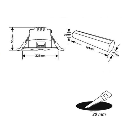 Faretto di emergenza da incasso 3 watt 1 led cob anti black out mini spot luce fredda 6500k - enzoled