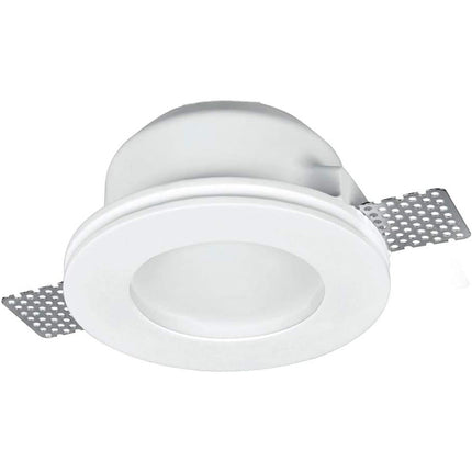 Portafaretto da incasso in gesso a scomparsa tondo con vetrino supporto per faretti gu10 e mr16 Ø foro 125 mm - enzoled