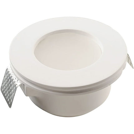 Portafaretto da incasso in gesso a scomparsa tondo con vetrino supporto per faretti gu10 e mr16 Ø foro 125 mm - enzoled