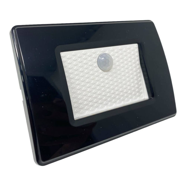 Faretto segnapassi con placca nera da muro con sensore di movimento pir 1,3 watt per cassetta 503 luce fredda 6500k calda 3000k naturale 4000k - enzoled