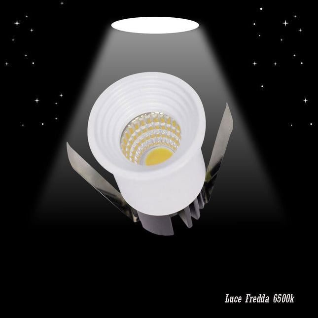 Faretto 1 led COB ad incasso 3 watt mini spot punto luce tondo bianco luce bianca 6500k calda 3000k e naturale 4000k - enzoled