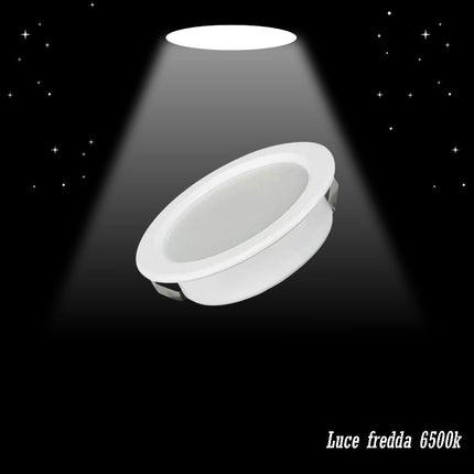 Faretto led 3 watt ad incasso rotondo opaco per cappa mensola bordo bianco luce fredda 6500k naturale 4000k calda 3000k - enzoled