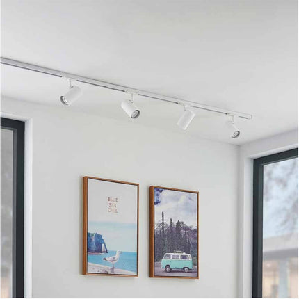 Faretto da binario monofase led cob 30 watt scocca bianca faro soffitto proiettore luce frdda 6500k calda 3000k naturale 4000k - enzoled