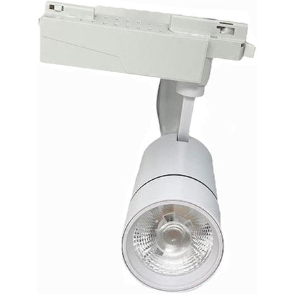 Faretto da binario monofase led cob 30 watt scocca bianca faro soffitto proiettore luce frdda 6500k calda 3000k naturale 4000k - enzoled