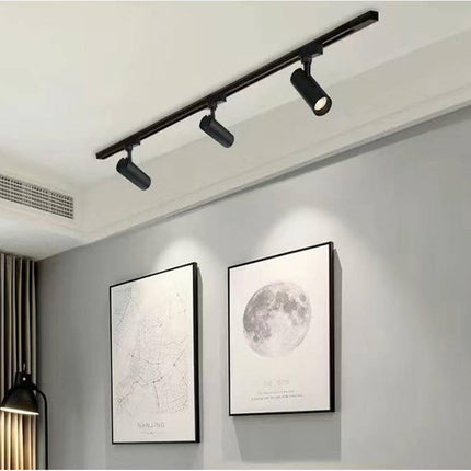 Faretto da binario monofase led cob 30 watt scocca nera faro soffitto proiettore luce frdda 6500k calda 3000k naturale 4000k - enzoled