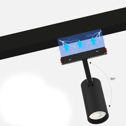 Faretto spot led cob 14 watt magnetico faro binario track elettrificato 48V nero orientabile luce calda o naturale - enzoled