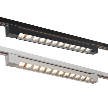 Faretto track orientabile da binario 26 watt 12 led faro bianco o nero monofase luce fredda 6500k naturale 4000k calda 3000k - enzoled