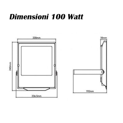 Faro led proiettore per esterno 30 50 100 200 watt cct 3 colorazione in una selezionabile faretto waterproof IP66 - enzoled