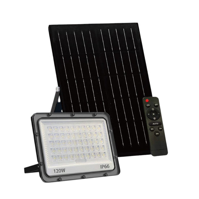 Faro led 120 watt con pannello solare sensore crepuscolare tecnologia CCT 3 colorazioni di luce con telecomando IP66 - enzoled