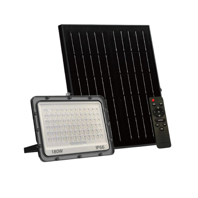 Faro led 180 watt con pannello solare sensore crepuscolare tecnologia CCT 3 colorazioni di luce con telecomando IP66 - enzoled