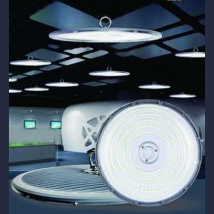 Faro led slim industriale 50 100 150 e 200 watt cappellone ufo lampada riflettore da capannone giardino IP65 luce bianca fredda 6500k - enzoled