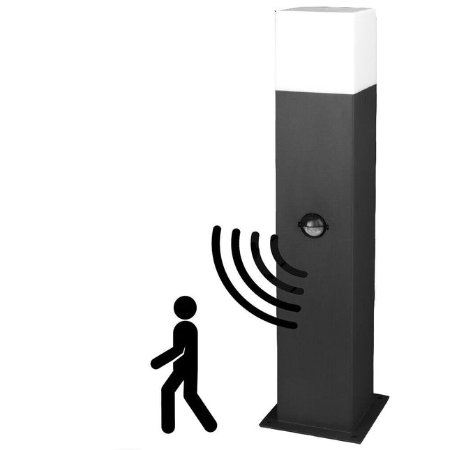 Lampione da giardino per esterno con sensore di movimento in alluminio attacco E27 lampada da terra lampioncino per vialetti IP44 - enzoled