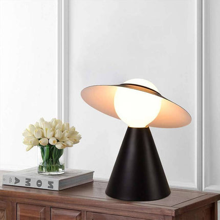 Lampada da tavolo decorativa con paralume a cappello orientabile stile contemporaneo lume da comodino E27 - enzoled