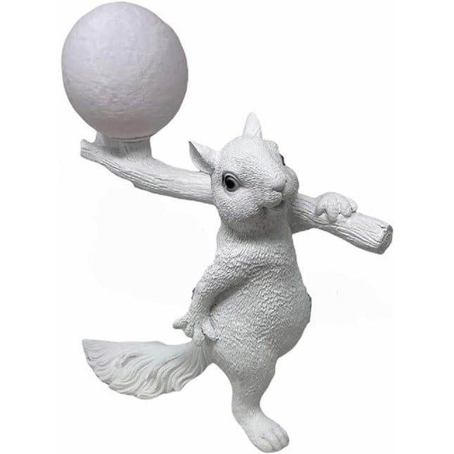 Lampada da tavolo decorativa a forma di scoiattolo in resina bianca con paralume a forma di luna abat jour con attacco g9 - enzoled
