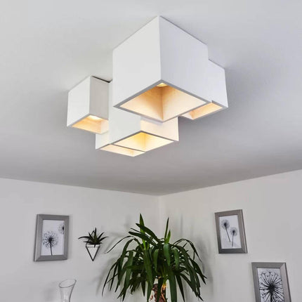 Lampada in gesso a 5 cubi da soffitto lampadario verniciabile supporto per faretti gu10 - enzoled