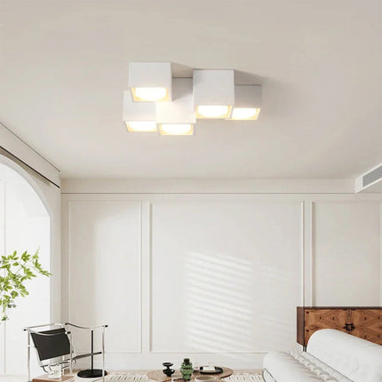 Lampada in gesso a 5 cubi da soffitto lampadario verniciabile supporto per faretti gu10 - enzoled