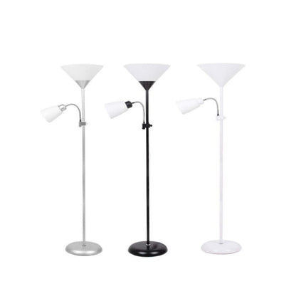Lampada a piantana da terra con doppio paralume luce orientabile in metallo per salotto - enzoled