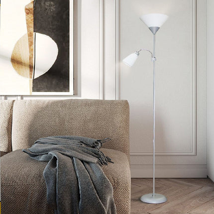 Lampada a piantana da terra con doppio paralume luce orientabile in metallo per salotto - enzoled