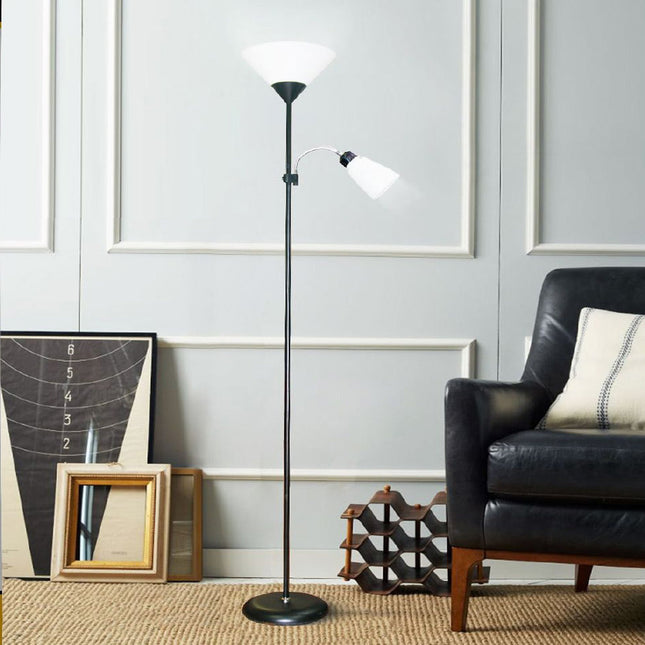 Lampada a piantana da terra con doppio paralume luce orientabile in metallo per salotto - enzoled