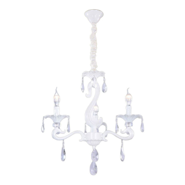 Lampadario da soffitto a 3 5 e 8 bracci a sospensione bianco con cristalli pendenti retrò classico attacco e14 - enzoled