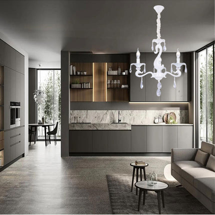 Lampadario da soffitto a 3 5 e 8 bracci a sospensione bianco con cristalli pendenti retrò classico attacco e14 - enzoled