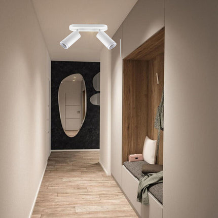 Applique plafoniera orientabile da soffitto o parete 2 diffusori lampada attacco GU10 per bagno soggiorno bianco o nero - enzoled