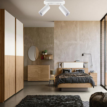 Applique plafoniera orientabile da soffitto o parete 2 diffusori lampada attacco GU10 per bagno soggiorno bianco o nero - enzoled