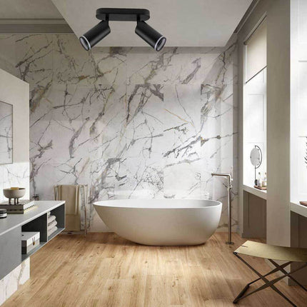 Applique plafoniera orientabile da soffitto o parete 2 diffusori lampada attacco GU10 per bagno soggiorno bianco o nero - enzoled