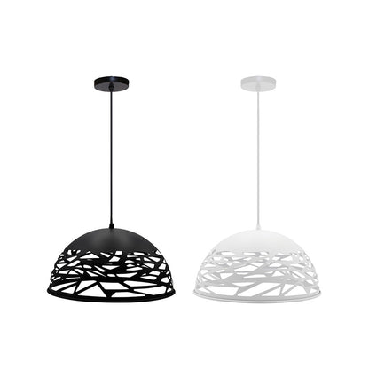 Lampadario a sospensione con paralume in metallo traforato design contemporaneo moderno lampada da soffitto attacco E27 - enzoled
