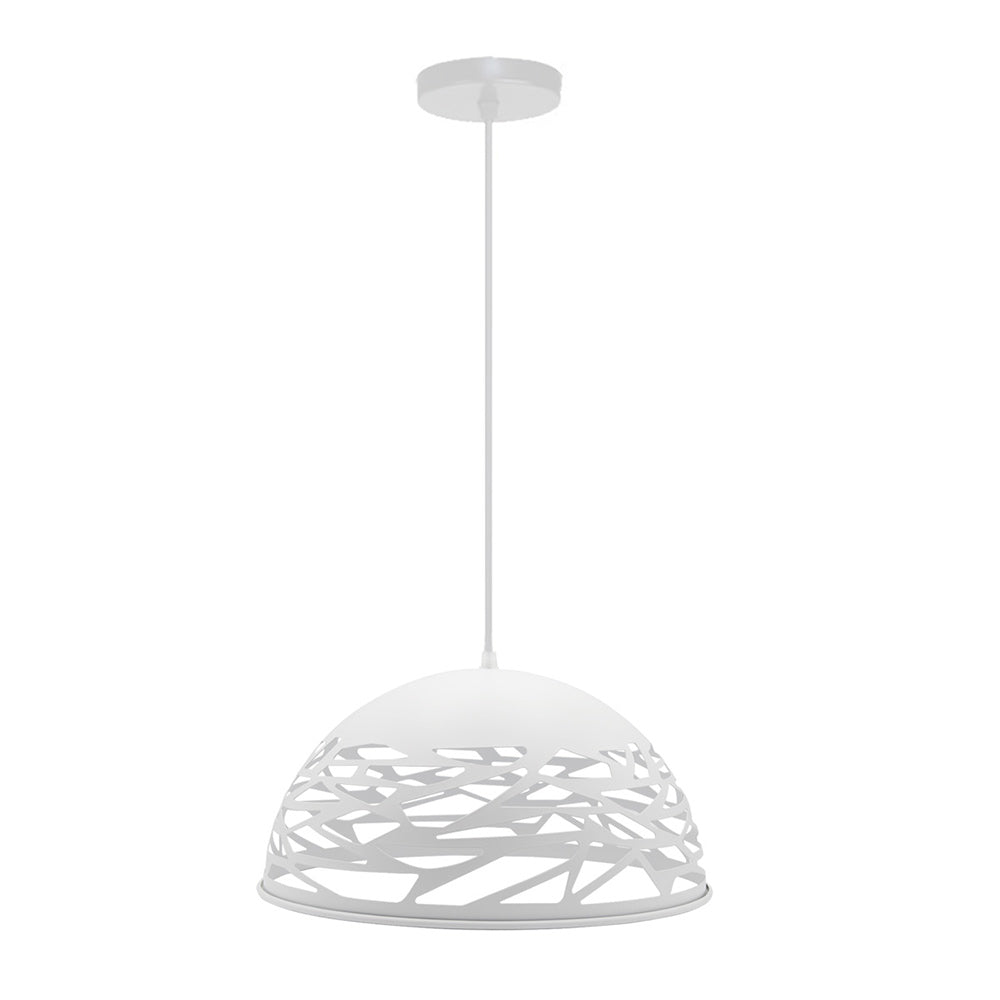 Lampadario a sospensione con paralume in metallo traforato design contemporaneo moderno lampada da soffitto attacco E27 - enzoled