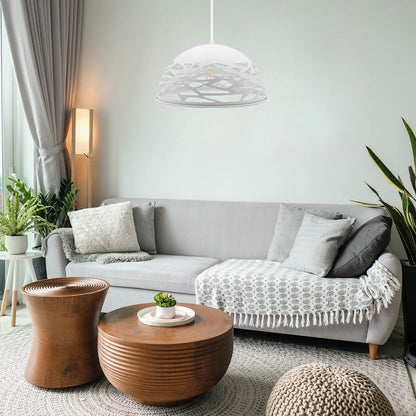 Lampadario a sospensione con paralume in metallo traforato design contemporaneo moderno lampada da soffitto attacco E27 - enzoled