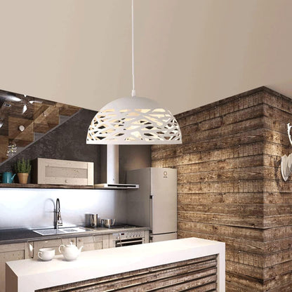 Lampadario a sospensione con paralume in metallo traforato design contemporaneo moderno lampada da soffitto attacco E27 - enzoled
