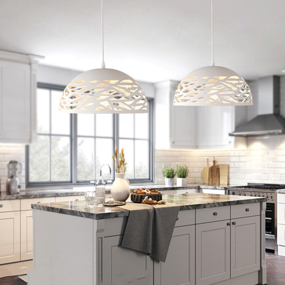 Lampadario a sospensione con paralume in metallo traforato design contemporaneo moderno lampada da soffitto attacco E27 - enzoled