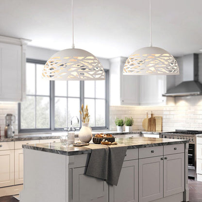 Lampadario a sospensione con paralume in metallo traforato design contemporaneo moderno lampada da soffitto attacco E27 - enzoled