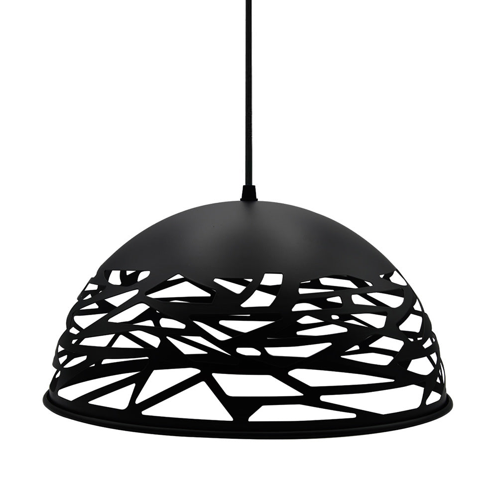 Lampadario a sospensione con paralume in metallo traforato design contemporaneo moderno lampada da soffitto attacco E27 - enzoled