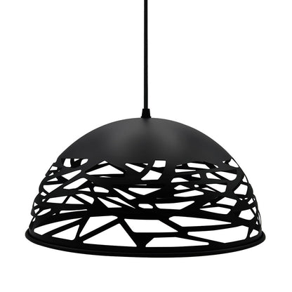 Lampadario a sospensione con paralume in metallo traforato design contemporaneo moderno lampada da soffitto attacco E27 - enzoled