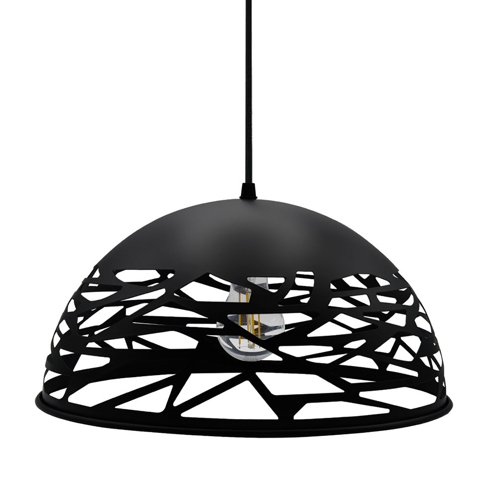 Lampadario a sospensione con paralume in metallo traforato design contemporaneo moderno lampada da soffitto attacco E27 - enzoled